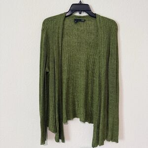 Eileen Fisher Cardigan Womens Size Large Green Linen Open Front